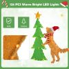 4FT Lighted Tinsel Xmas Tree with Plush Goldendoodle Dog