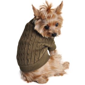 Combed Cotton Cable Knit Dog Sweater (Option: Herb GreenXX-Small)