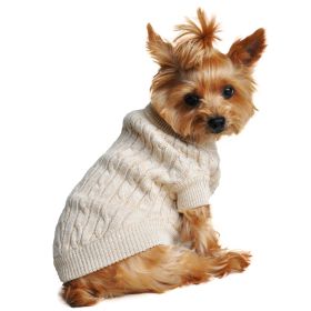 Combed Cotton Cable Knit Dog Sweater (Option: OatmealXX-Small)