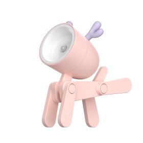 Mini Cute Animal Pet Dog&deer Designer Led Night Light Table Lamp Kids Toys Gifts For Christmas; soft Light For The Baby Room (Color: Pink)