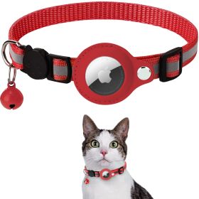 Reflective AirTag Dog Collar;  Padded Apple Air Tag Dog Collar;  Heavy Duty Dog Collar (Color: Red)