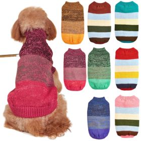 Horizontal Two-Legged Pet Warm Knit Striped Color Knit (Type: BrownXL)