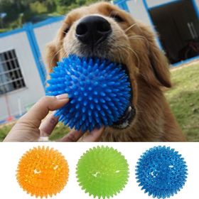 Pet Dog Toys Cat Puppy Sounding Toy Polka Squeaky Tooth Cleaning Ball TPR Training Pet Teeth Chewing Toy Thorn Balls Accessories (Color: Green)