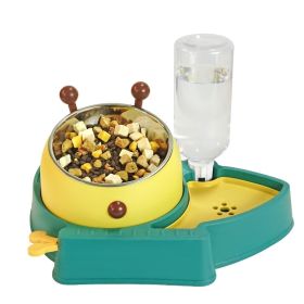 Elevated Tilted Food and Water Bowl Set, Raised Bowl with Automatic Water Dispenser Bottle for Cats and Small Dogs Kitten Puppy (Color: Forest Green)