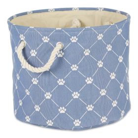 Multipurpose Pet Storage Bin Round Large with Printing (Color: Stonewash Blue)