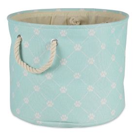 Multipurpose Pet Storage Bin Round Large with Printing (Color: Light Aqua)