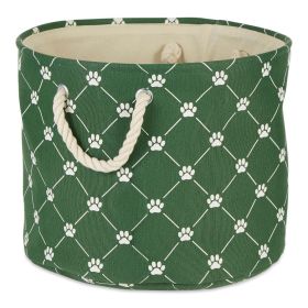 Multipurpose Pet Storage Bin Round Large with Printing (Color: Green)