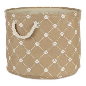 Multipurpose Pet Storage Bin Round Small with Printing (Color: Taupe)