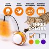 Rolling Pet Toys Interactive 360 Degree Automatic Self Rotating LED Light Sound Cat Chaser Ball Exercise with Detachable Feather