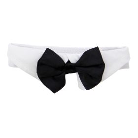 White Collar with Black Satin Bow Tie (Option: X-Small)