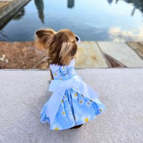 Blue Daisy Dog Dress with Matching Leash (Option: X-Large)