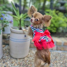 Cherry Stripe Harness Dress with Matching Leash (Option: X-Large)