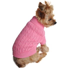 Combed Cotton Cable Knit Dog Sweater (Option: Candy PinkMedium)