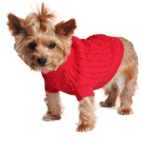 Combed Cotton Cable Knit Dog Sweater (Option: Fiery RedXX-Small)