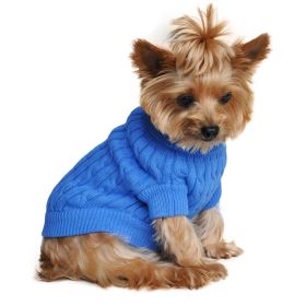 Combed Cotton Cable Knit Dog Sweater (Option: Riverside Blue3X-Large)