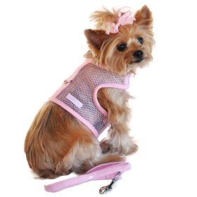 Cool Mesh Dog Harness with Leash (Option: Solid PinkX-Small)