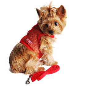 Cool Mesh Dog Harness with Leash (Option: Solid RedX-Small)