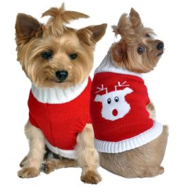 Combed Cotton Red Rudolph Holiday Dog Sweater (Option: X-Large)