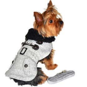 Grey Herringbone Designer Harness Coat and Matching Leash (Option: 2X-Large)