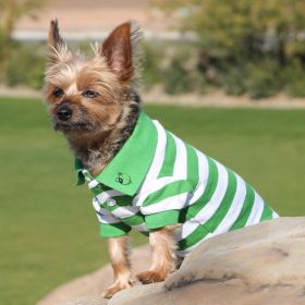 Striped Dog Polo (Option: Greenery and White3X-Large)