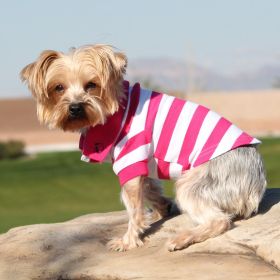 Striped Dog Polo (Option: Pink Yarrow and White3X-Large)