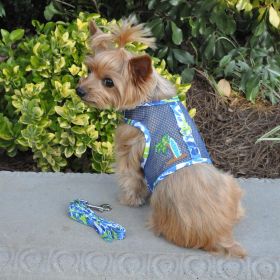 Cool Mesh Dog Harness with Leash (Option: Surfboard Blue and Green Small)