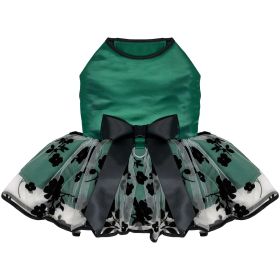 Green and Black Satin Dress (Option: X-Small)